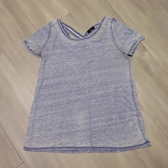 🛍Strazzi Crossed Back Short Sleeve Blue‎ Top Womens Size Medium - Picture 1 of 7
